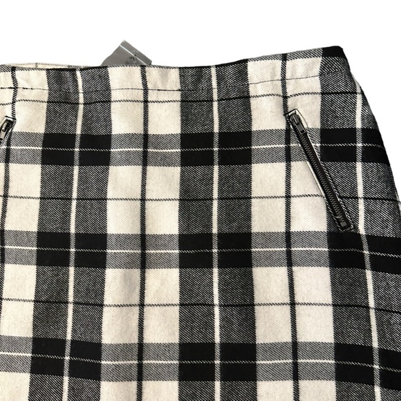 Stylus JCP Fuzzy Black/White Plaid Flannel Mini Skirt Lined NWT Sz 14 Classic - Picture 2 of 9